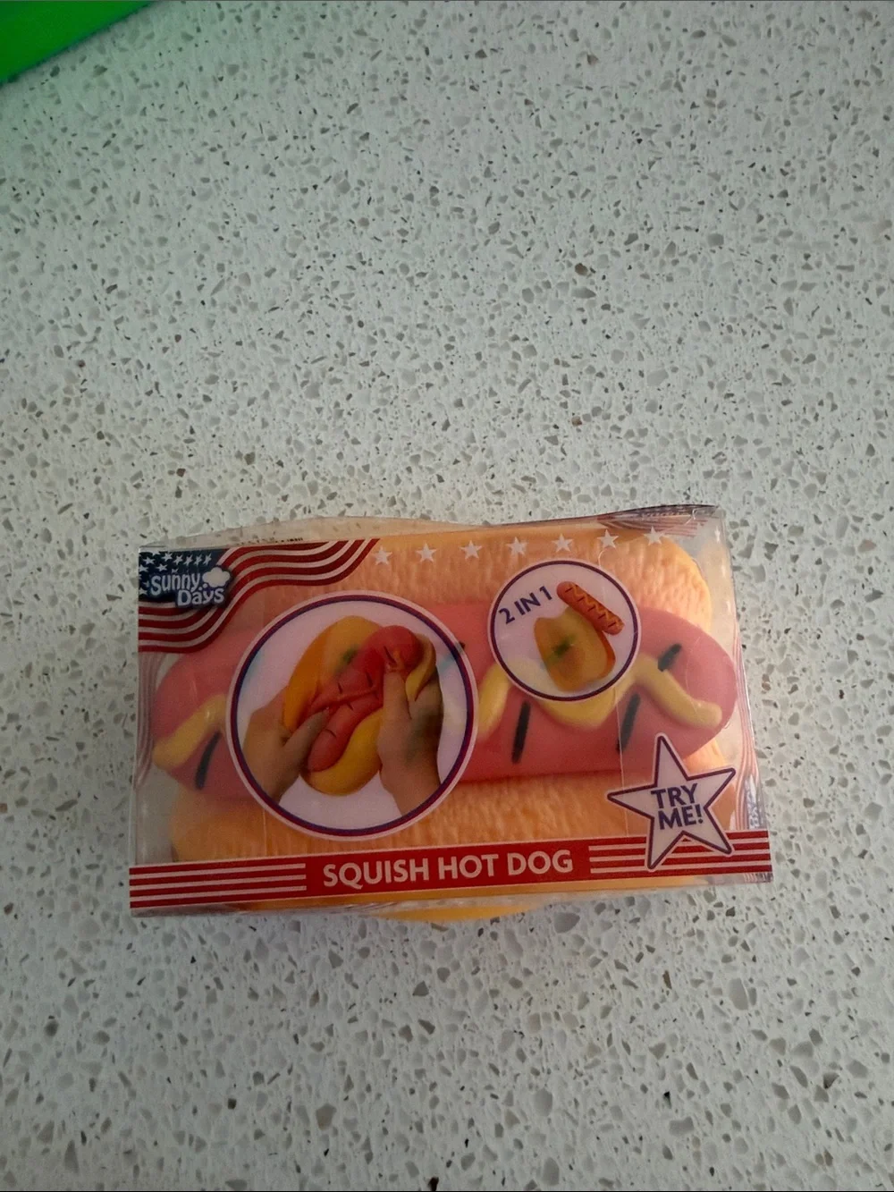 Squish Hot Dog Toy - Pink and Yellow Squishy Snack (Unbranded)